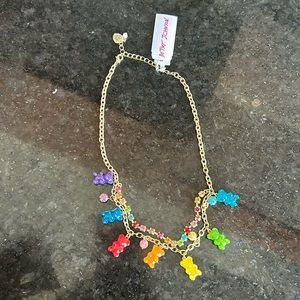 Betsey Johnson Gummy Bear Necklace Rainbow Charms Multicolor